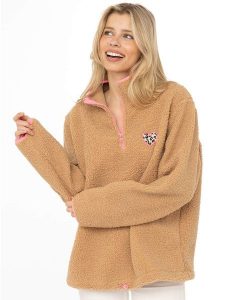 Zwillingsherz Bluza polarowa w kolorze jasnobrązowym rozmiar: XL. Brązowe bluzy Zwillingsherz, xl, bez wzorów, z polaru, bez kaptura. Za 134,95 zł.