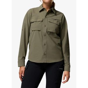 Koszula turystyczna damska Columbia Silver Ridge Elite Long Sleeve Woven. Zielone koszule Columbia, bez wzorów, bez kołnierzyka, bez ramiączek. Za 414,69 zł.