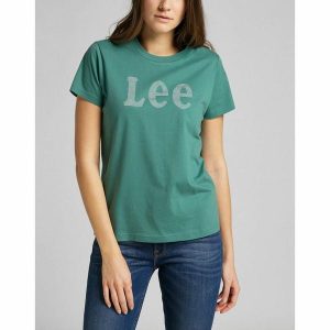LEE TEE DAMSKI T-SHIRT EVERGREEN L43DEHO 112140088. T-shirty Lee, l, bez wzorów, bez kołnierzyka, bez ramiączek. W wyprzedaży za 49,99 zł.