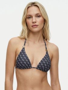 Guess Góra od bikini E6GJ48 KCBJ0 Granatowy. Niebieskie bikini Guess, z aplikacjami, z syntetyku. Za 354,99 zł.