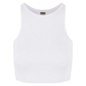 Top Damski / Damski Z Prążkowanej Bawełny Organicznej. Białe topy Urban Classics, xs, bez wzorów, z bawełny, casualowe, bez kołnierzyka, bez ramiączek. Za 48,99 zł.