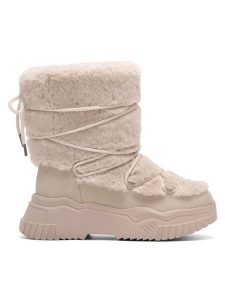 DeeZee Śniegowce NELA WS6009-01 Beżowy. Brązowe buty zimowe DeeZee, z materiału, bez obcasa, bez zapięcia. Za 99,99 zł.