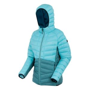 Damska kurtka puchowa Regatta Dalent. Niebieskie kurtki Regatta, bez wzorów, z puchu, bez kaptura. W wyprzedaży za 233,99 zł.