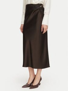 Rinascimento Spódnica midi CFC0130230003 Brązowy ciemny Regular Fit. Brązowe spódnice Rinascimento, s, bez wzorów, z syntetyku, midi. Za 309,99 zł.