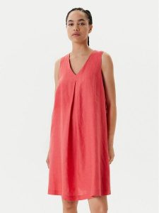 United Colors Of Benetton Sukienka letnia 4AGHDV0AX Czerwony Relaxed Fit. Czerwone kombinezony United Colors of Benetton, na lato, m, bez wzorów, ze lnu, bez kołnierzyka, bez ramiączek. Za 179,99 zł.