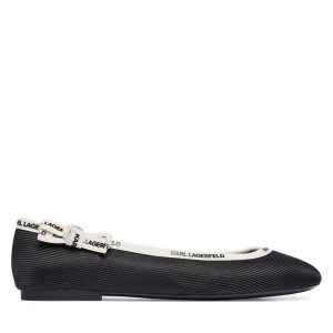 Baleriny KARL LAGERFELD. Czarne balerinki KARL LAGERFELD, bez wzorów, bez obcasa, bez zapięcia. Za 485,99 zł.