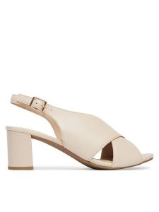Caprice Sandały 9-28309-46 Kremowy. Białe sandały Caprice, bez wzorów, ze skóry, bez obcasa, na słupku, bez zapięcia. Za 228,99 zł.