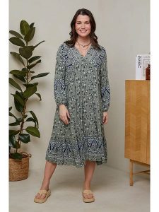 Curvy Lady Sukienka w kolorze khaki rozmiar: 40/42. Brązowe sukienki Curvy Lady, bez wzorów, z wiskozy, klasyczne, bez kołnierzyka, bez ramiączek, midi. Za 79,03 zł.