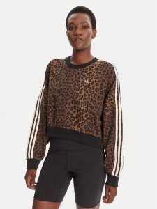 Adidas Bluza Leopard JW7303 Brązowy Regular Fit. Brązowe bluzy ADIDAS, s, bez wzorów, z bawełny, bez kaptura. Za 279,99 zł.