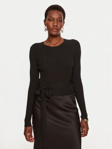 TWINSET Sweter 242TP3040 Czarny Slim Fit. Czarne swetry klasyczne Twinset, s, z wiskozy, bez kołnierzyka. Za 379,99 zł.