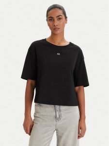 Armani Exchange T-Shirt XW001836 AF10356 UC001 Czarny Regular Fit. Czarne t-shirty Armani Exchange, m, bez wzorów, z bawełny, bez kołnierzyka, bez ramiączek. Za 289,99 zł.