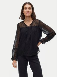 Vero Moda Bluzka Leah 10314692 Czarny Regular Fit. Czarne bluzki Vero Moda, m, bez wzorów, z syntetyku, bez kołnierzyka, bez ramiączek. Za 79,99 zł.