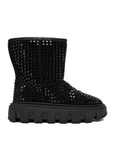 Eva Minge Śniegowce EO-NIKI-LT1748-1 Czarny. Czarne buty zimowe Eva Minge, ze skóry, bez obcasa, bez zapięcia. Za 359,99 zł.