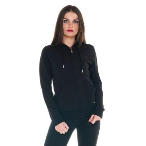 Damska podstawowa bluza z kapturem i zamkiem. Czarne bluzy LEONE 1947 APPAREL, l, bez wzorów, z tkaniny, z kapturem. W wyprzedaży za 167,70 zł.