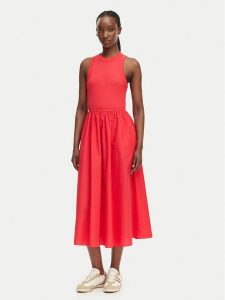 Tommy Jeans Sukienka letnia DW0DW22593 Czerwony Regular Fit. Czerwone kombinezony Tommy Jeans, na lato, xxs, bez wzorów, z bawełny, bez kołnierzyka, bez ramiączek. Za 409,99 zł.