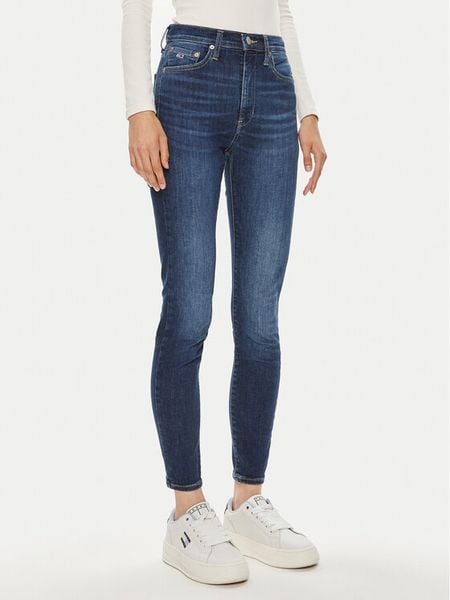 Tommy Jeans Jeansy Sylvia DW0DW19258 Granatowy Skinny Fit. Niebieskie jeansy Tommy Jeans, bez wzorów, z bawełny. Za 239,99 zł.
