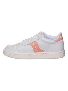 Saucony Skórzane sneakersy "Jazz Court" w kolorze biało-jasnoróżowym rozmiar: 38,5. Białe trampki Saucony, bez wzorów, bez zapięcia. Za 197,63 zł.