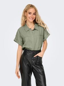 ONLY Bluzka w kolorze khaki rozmiar: L. Brązowe bluzki ONLY, l, bez wzorów, bez kołnierzyka, bez ramiączek. Za 65,85 zł.