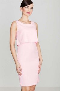 Elegancka Różowa Sukienka Na Szerokich Ramiączkach. Czerwone sukienki Katrus, m, bez wzorów, z elastanu, eleganckie, bez kołnierzyka, bez ramiączek. Za 249,00 zł.