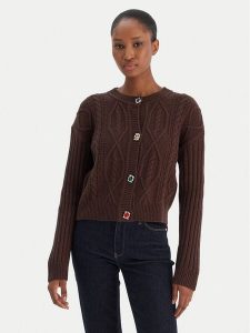 Liu Jo Kardigan MF5423 MS040 Brązowy Regular Fit. Brązowe kardigany Liu Jo, z wełny. Za 529,99 zł.