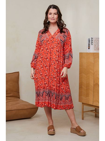 Curvy Lady Sukienka w kolorze pomarańczowym rozmiar: 40/42. Pomarańczowe sukienki Curvy Lady, bez wzorów, z wiskozy, klasyczne, bez kołnierzyka, bez ramiączek, midi. Za 74,63 zł.