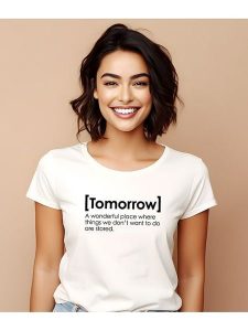 WOOOP Koszulka "Tomorrow definition" w kolorze białym rozmiar: M. Białe bluzki Wooop, m, bez wzorów, z bawełny, bez kołnierzyka, bez ramiączek. Za 56,99 zł.