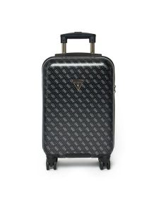 Guess Walizka kabinowa Jesco Travel TWH838 99830 Czarny. Czarne walizki Guess, z aplikacjami, z tworzywa sztucznego. Za 469,99 zł.