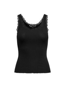 ONLY Top Sara 15345994 Czarny Slim Fit. Czarne topy ONLY, xs, bez wzorów, z bawełny, bez kołnierzyka, bez ramiączek. Za 59,99 zł.