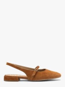 Rude czółenka slingback AUDREY. Brązowe czółenka Ryłko, bez wzorów, z materiału, bez obcasa, na obcasie, bez zapięcia. Za 379,99 zł.