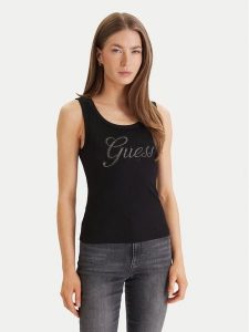 Guess Top W6GP22 K2954 Czarny Regular Fit. Czarne topy Guess, m, z aplikacjami, z syntetyku, bez kołnierzyka, bez ramiączek. Za 189,99 zł.