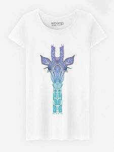 WOOOP Koszulka "Giraffe Mint" w kolorze białym rozmiar: L. Białe bluzki Wooop, l, bez wzorów, z bawełny, bez kołnierzyka, bez ramiączek. Za 48,28 zł.