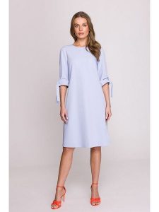 Stylove Sukienka w kolorze fioletowo-błękitnym rozmiar: L. Niebieskie sukienki Stylove, na co dzień, l, bez wzorów, bez kołnierzyka, bez ramiączek, midi, proste. Za 211,81 zł.