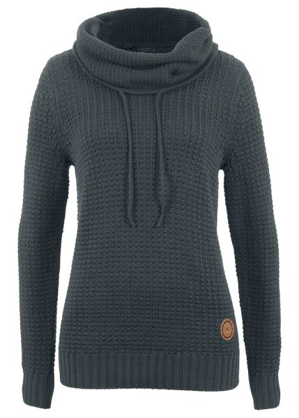 Gruby sweter z mieszanki bawełny. Czarne golfy bonprix, bez wzorów, z bawełny. Za 124,99 zł.