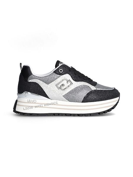 Liu Jo Sneakersy w kolorze srebrno-czarnym rozmiar: 38. Czarne trampki Liu Jo, bez wzorów, bez zapięcia. Za 352,21 zł.