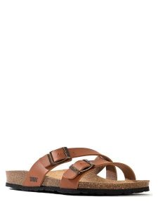 Sunbay Klapki "Bambou" w kolorze jasnobrązowym rozmiar: 36. Brązowe klapki Sunbay, bez wzorów, z otwartym noskiem, bez obcasa. Za 134,95 zł.