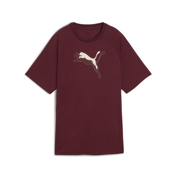 Damska koszulka Evostripe o luźnym kroju z grafiką PUMA. Czerwone bluzki Puma, bez wzorów, sportowe, bez kołnierzyka, bez ramiączek. W wyprzedaży za 99,00 zł.