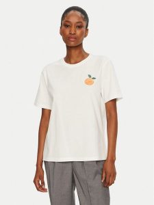 Vila T-Shirt Sybil 14097443 Biały Regular Fit. Białe t-shirty Vila, l, bez wzorów, z bawełny, bez kołnierzyka, bez ramiączek. Za 59,99 zł.
