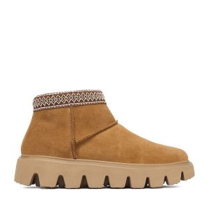 Śniegowce Rieker. Brązowe buty zimowe Rieker, bez obcasa, bez zapięcia. Za 399,99 zł.