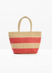 Torba shopper z juty, w paski. Brązowe shopper bag bonprix, bez wzorów, bez dodatków. Za 59,99 zł.