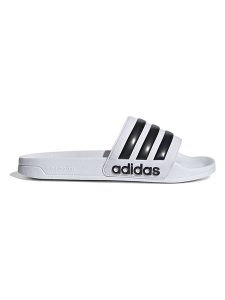 Adidas Klapki "Adilette Shower" w kolorze biało-czarnym rozmiar: 36 2/3. Białe klapki ADIDAS, bez wzorów, z otwartym noskiem, bez obcasa. Za 82,99 zł.