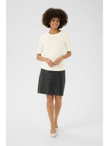 CULTURE Koszulka w kolorze kremowym rozmiar: XS. Brązowe bluzki Culture, xs, bez wzorów, bez kołnierzyka, bez ramiączek. Za 74,46 zł.