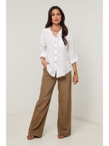 Le Monde du Lin Lniana koszula w kolorze białym rozmiar: 36/38. Białe koszule Le Monde du Lin, bez wzorów, ze lnu, bez kołnierzyka, bez ramiączek. Za 130,99 zł.