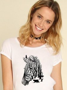 WOOOP Koszulka "Zebra" w kolorze białym rozmiar: XXL. Białe bluzki Wooop, xxl, bez wzorów, bez kołnierzyka, bez ramiączek. Za 61,60 zł.