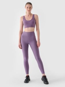 4F Legginsy treningowe z wysokim stanem damskie - fioletowe M. Fioletowe legginsy 4f, bez wzorów, z dzianiny, z podwyższonym stanem. W wyprzedaży za 79,99 zł.