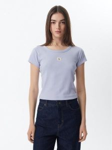 Calvin Klein Jeans T-Shirt LV047C200G Niebieski jasny Slim Fit. Niebieskie t-shirty Calvin Klein Jeans, xl, bez wzorów, z bawełny, bez kołnierzyka, bez ramiączek. Za 169,99 zł.