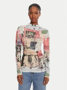 Desigual Bluzka Montreal 25WWJF39 Kolorowy Regular Fit. Bluzki Desigual, l, bez wzorów, z syntetyku, bez kołnierzyka, bez ramiączek. Za 369,99 zł.