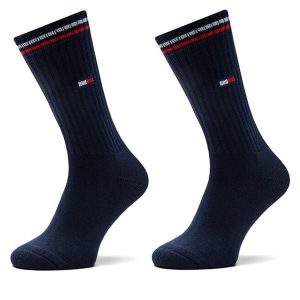 Skarpety długie Tommy Hilfiger. Niebieskie skarpetki TOMMY HILFIGER, bez wzorów. Za 59,99 zł.