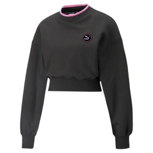 Bluza dresowa damska Puma SWXP CREW. Czarne bluzy Puma, m, bez wzorów, z dresówki, bez kaptura. Za 259,00 zł.
