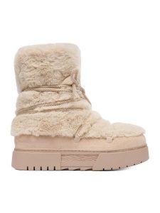 DeeZee Śniegowce HX24020-1 Beżowy. Brązowe buty zimowe DeeZee, z materiału, bez obcasa, bez zapięcia. Za 199,99 zł.