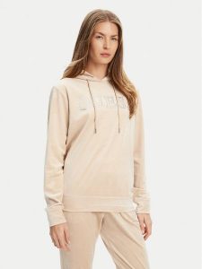 Guess Bluza V4RQ25 K0232 Beżowy Regular Fit. Brązowe bluzy Guess, xs, z aplikacjami, z syntetyku, bez kaptura. Za 259,99 zł.